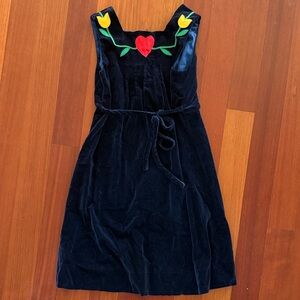 Florence Eiseman Navy Dress with Colorful Floral Accents